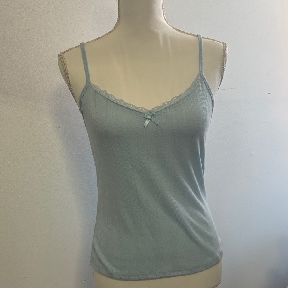 HYFVE Sky Blue Lace Trim Tank Top